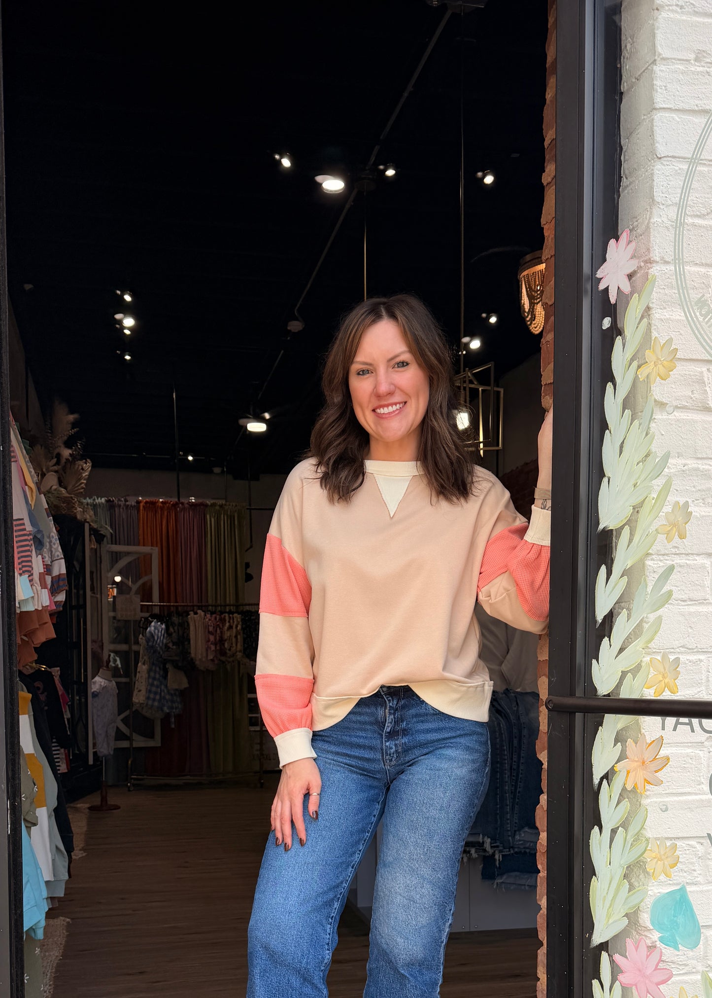 Color Block "Boots" Tunic Sweatshirt